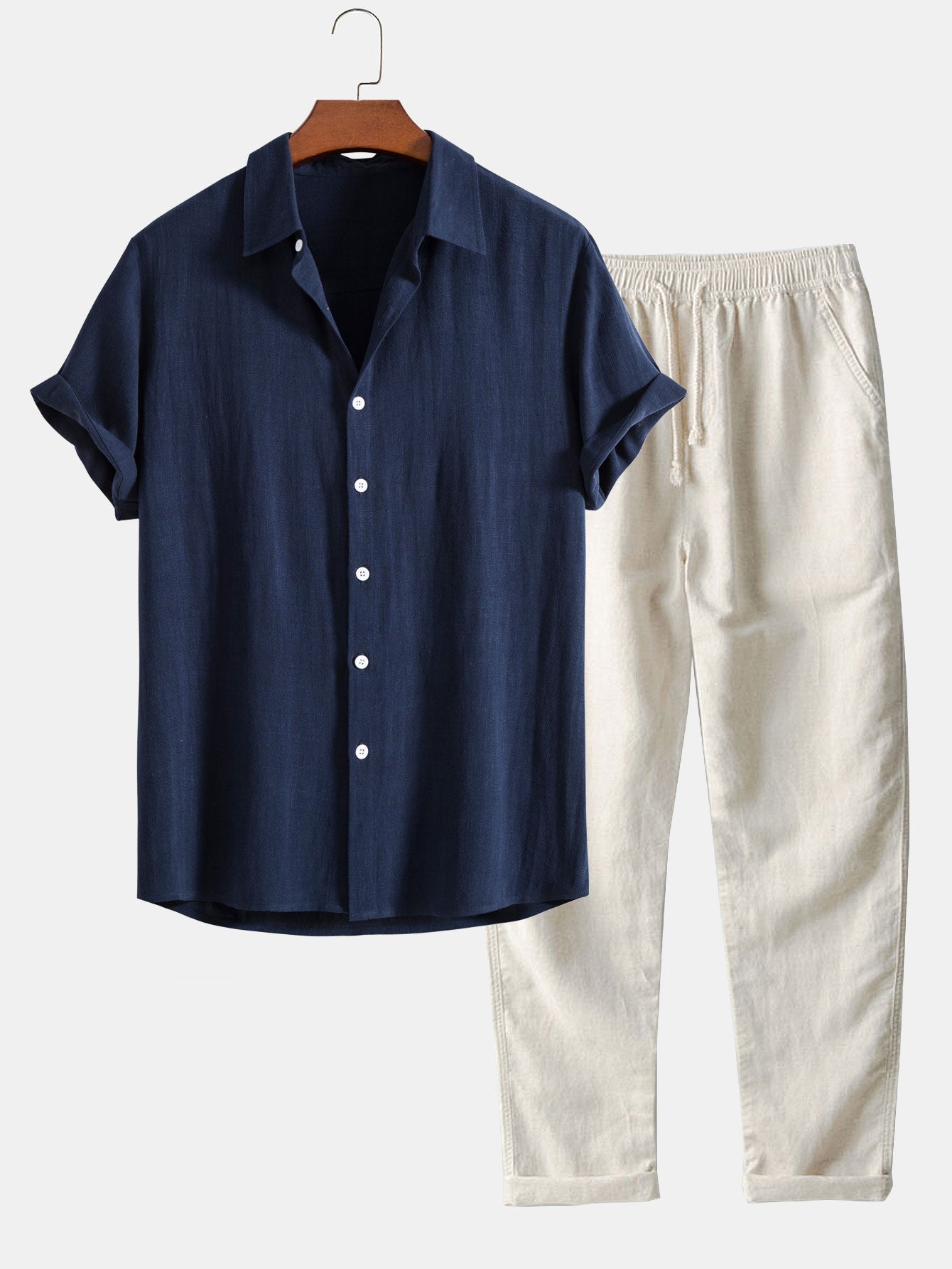 Coledro | Blend Button Up Shirt & Straight Leg Linen Pants