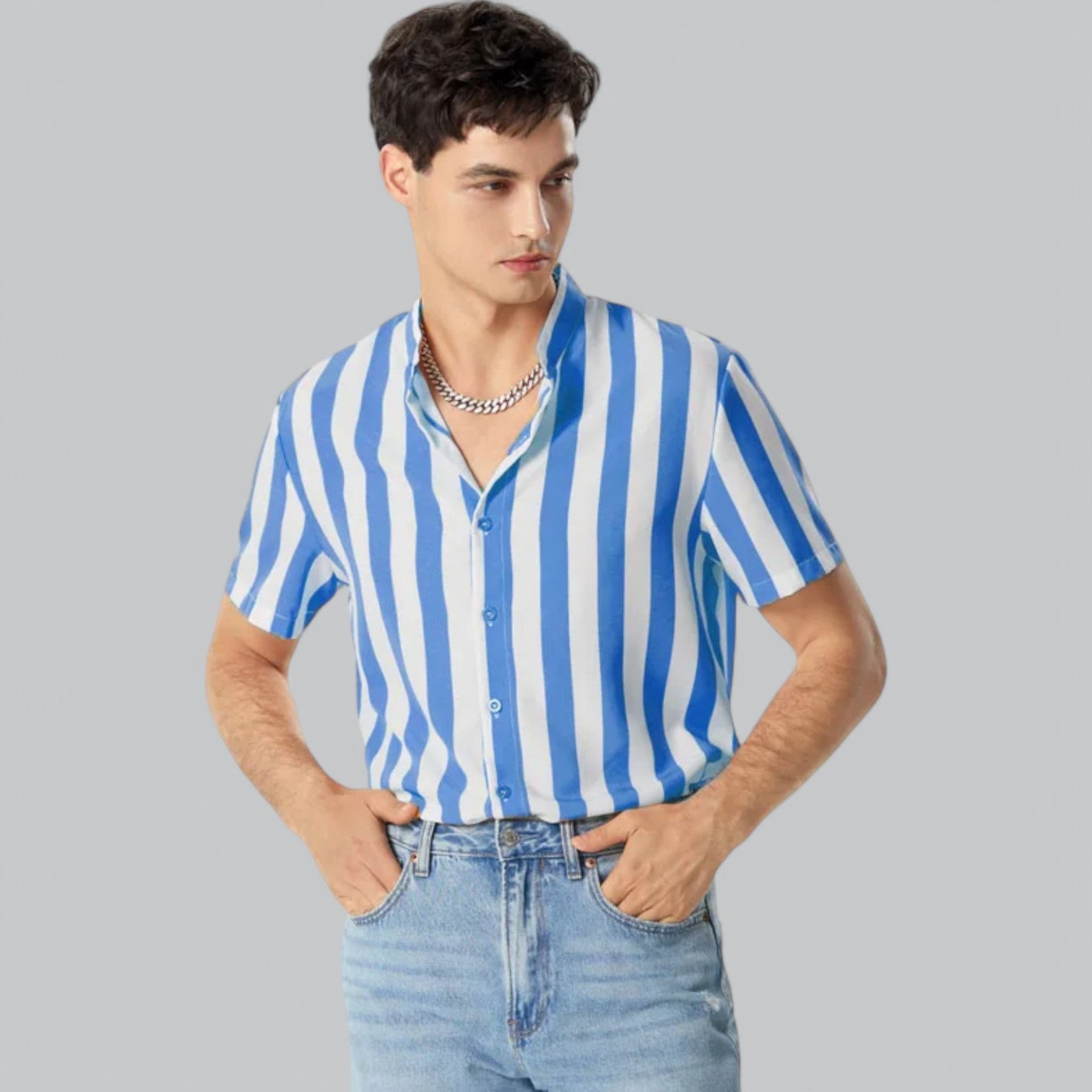 Vivanti | Men's Premium Striped Comfortable Short Sleeve Shirt