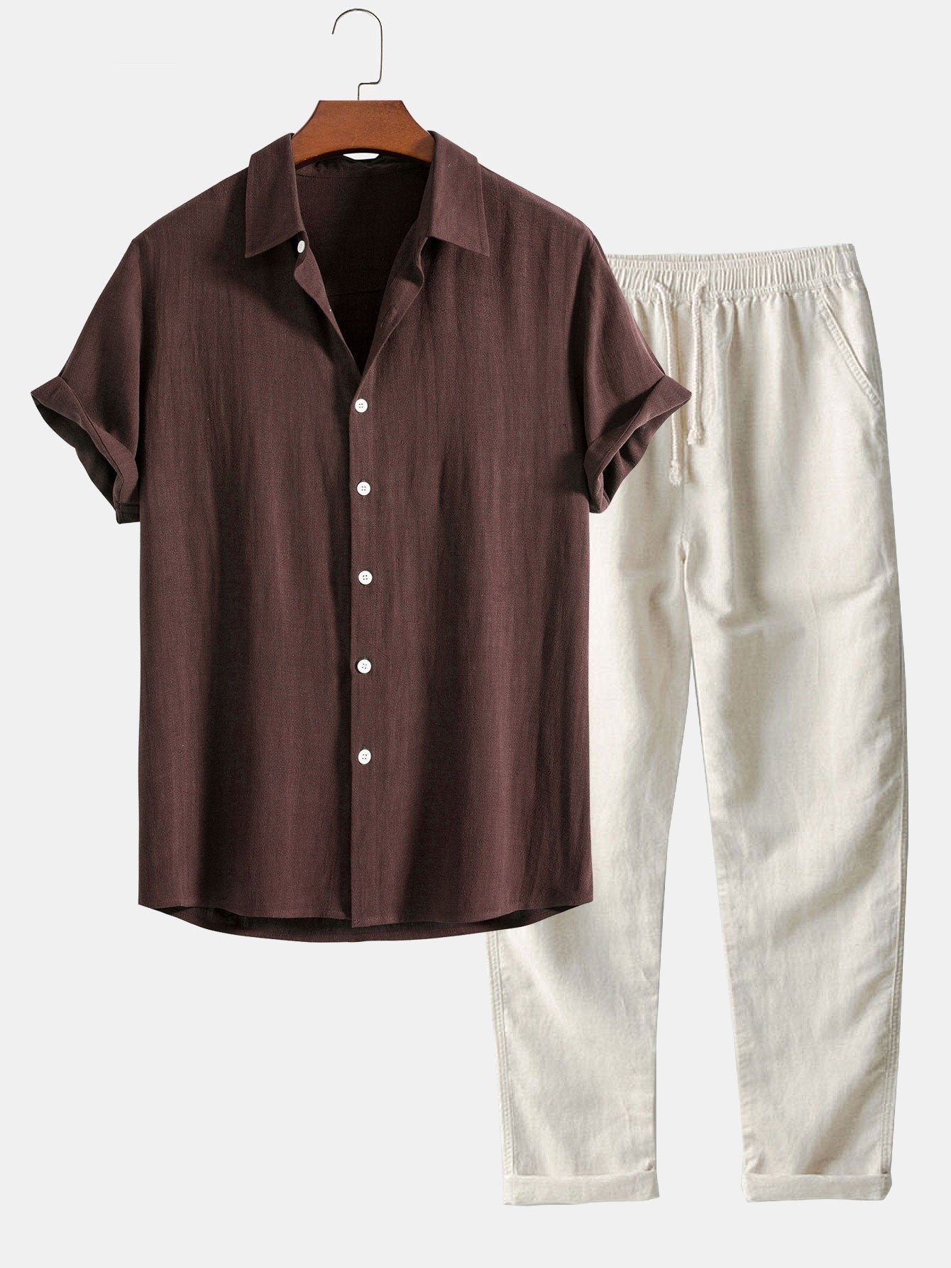 Coledro | Blend Button Up Shirt & Straight Leg Linen Pants