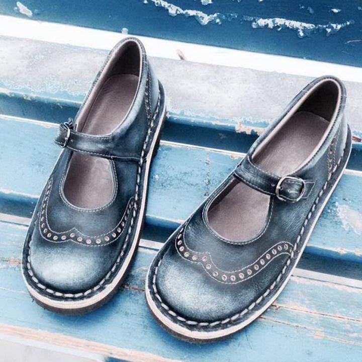 Women's Classic Round-Toe Buckle Strap Shoes | Comfortable