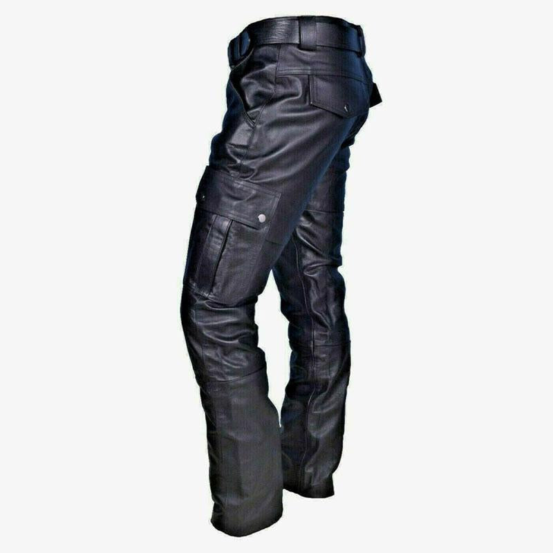 Men's Vintage Casual Belt Leather Pants