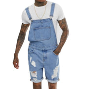 Men's Vintage Denim Ripped Overalls