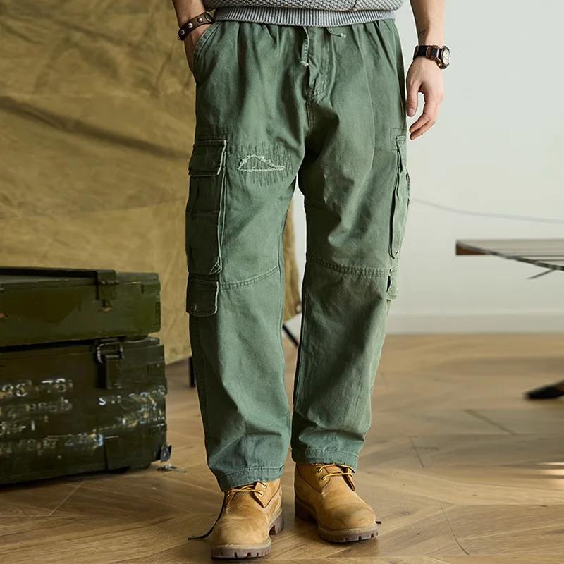 Men's Vintage Solid Color Multi-Pocket Cargo Pants