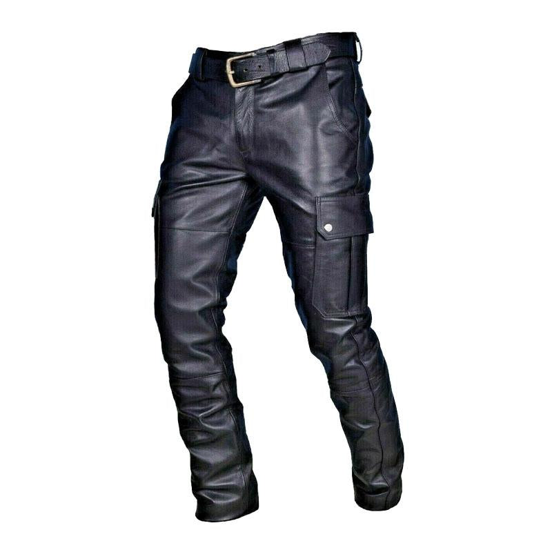 Men's Vintage Casual Belt Leather Pants