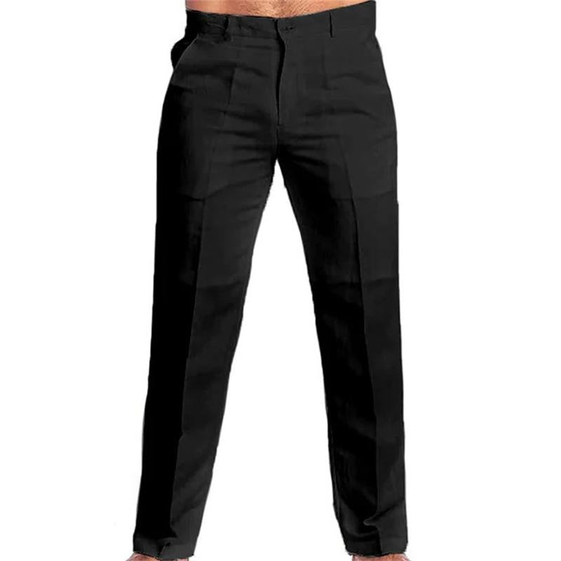 Men's Casual Solid Color Linen Blend Loose Casual Pants