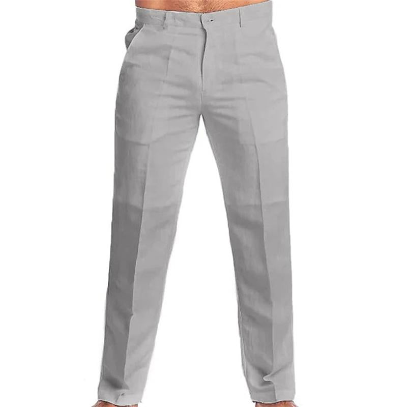 Men's Casual Solid Color Linen Blend Loose Casual Pants