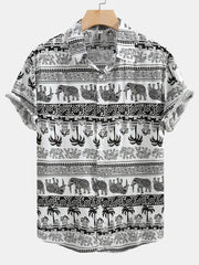 Elephant Print Button Up Shirt