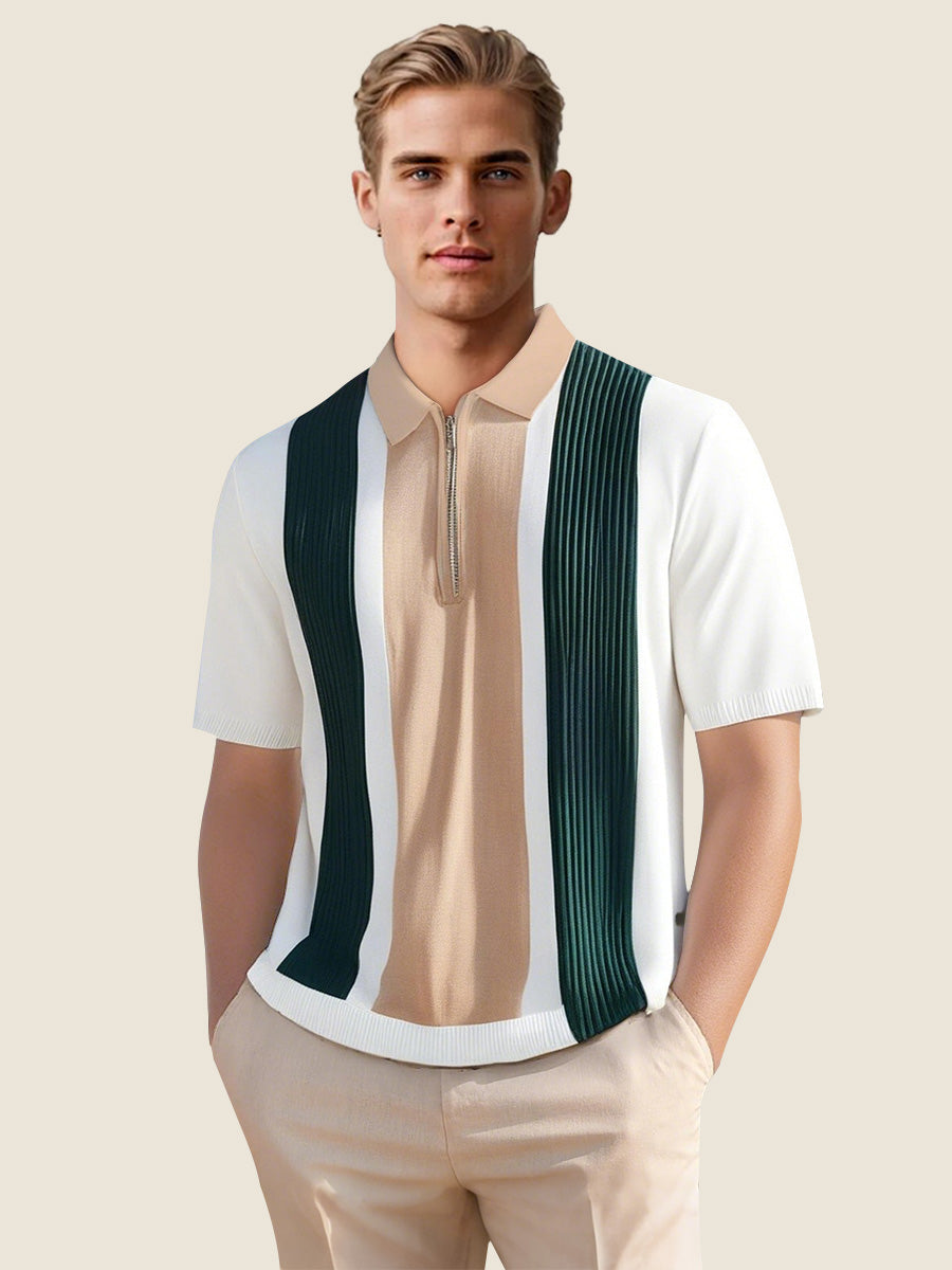 Color Block Half Zip Knit Polo