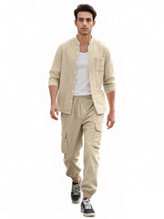 Casual Linen Shirt and Cargo Pants