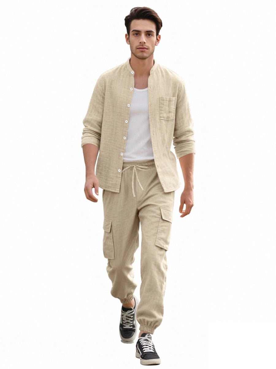 Casual Linen Shirt and Cargo Pants