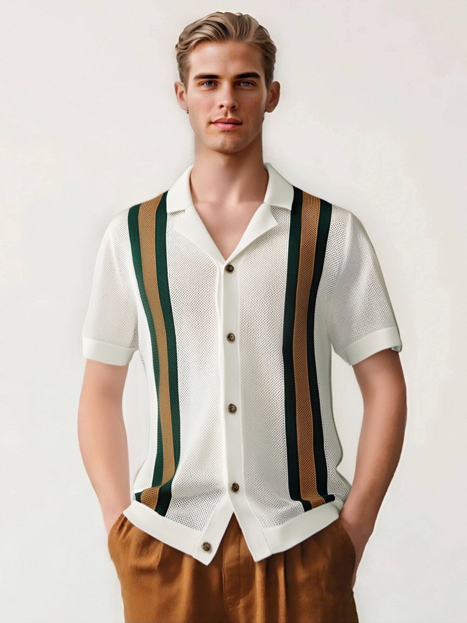 Retro Knit Short Sleeve Polo Shirt