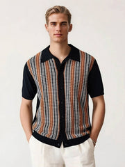 Open Knit Cuban Collar Shirt