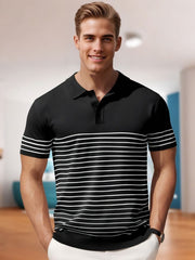 Classic Contrast Striped Knit Polo