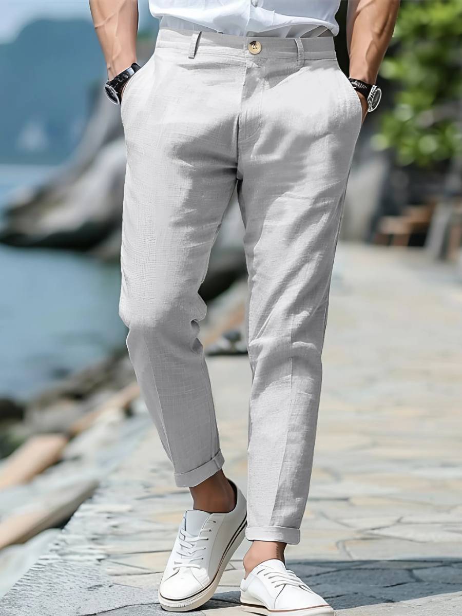 Linen Cropped Casual Pants