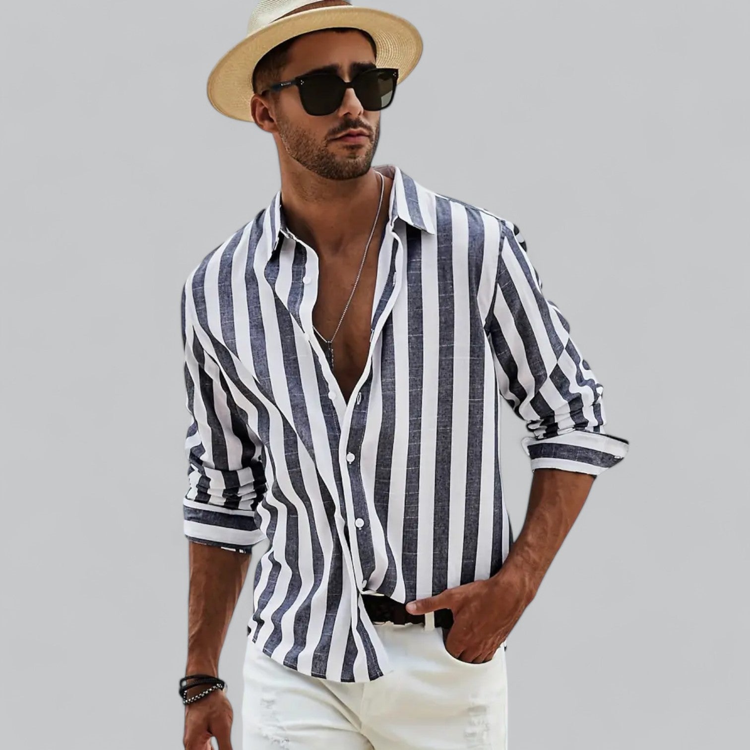 Coledro | Men's Long Sleeve Striped Shirt