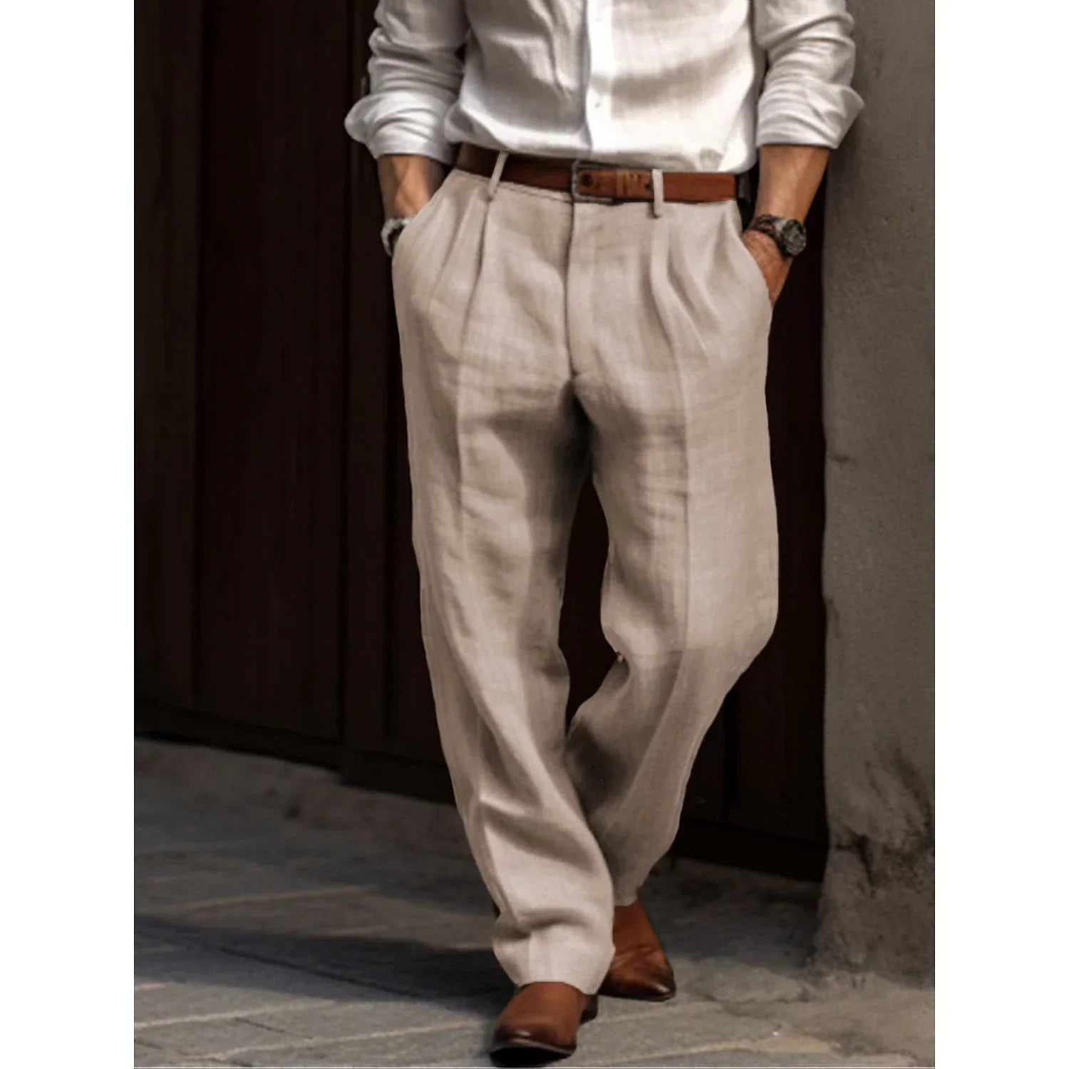 Comfortable Relaxed Fit Linen Trousers for Men